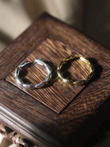 1 件 925 纯银简约链式可调节情侣戒指，轻巧奢华，适合日常休闲和办公室佩戴，可叠戴 - 銀色 - 查看 7