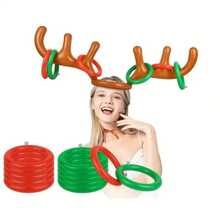 An Inflatable Reindeer Antler Game Set With 4 Inflatable Rings, Decorated With A Reindeer Head Toy, Suitable For Christmas Party Games And Lively Family Activities. - Multicolor - View 13
