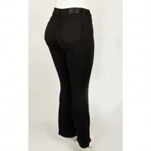 Rhinestone Bootcut Jeans - Botas negras de corte acampanado - Ver 3