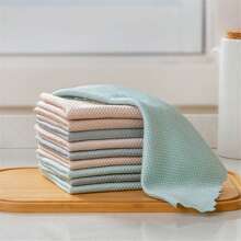 5 miếng/gói khăn lau kính sợi nhỏ, khăn lau kính họa tiết vảy cá, khăn lau cửa sổ không xơ, nước lau gương ô tô và nhà bếp, giẻ lau đa năng không để lại vệt, đồ dùng vệ sinh - Nhiều màu - Xem 11