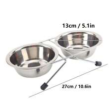 1 件装不锈钢防滑铁架宠物双碗，适用于猫狗，小号/中号/大号