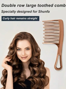 1pc Double Row Wide Tooth Comb For Women And Women, Large Hair Comb For Long, Curly And Styling Hair, Prevent Static ,Hair Styling Kit Hair Accessories - Multicolor - View 3
