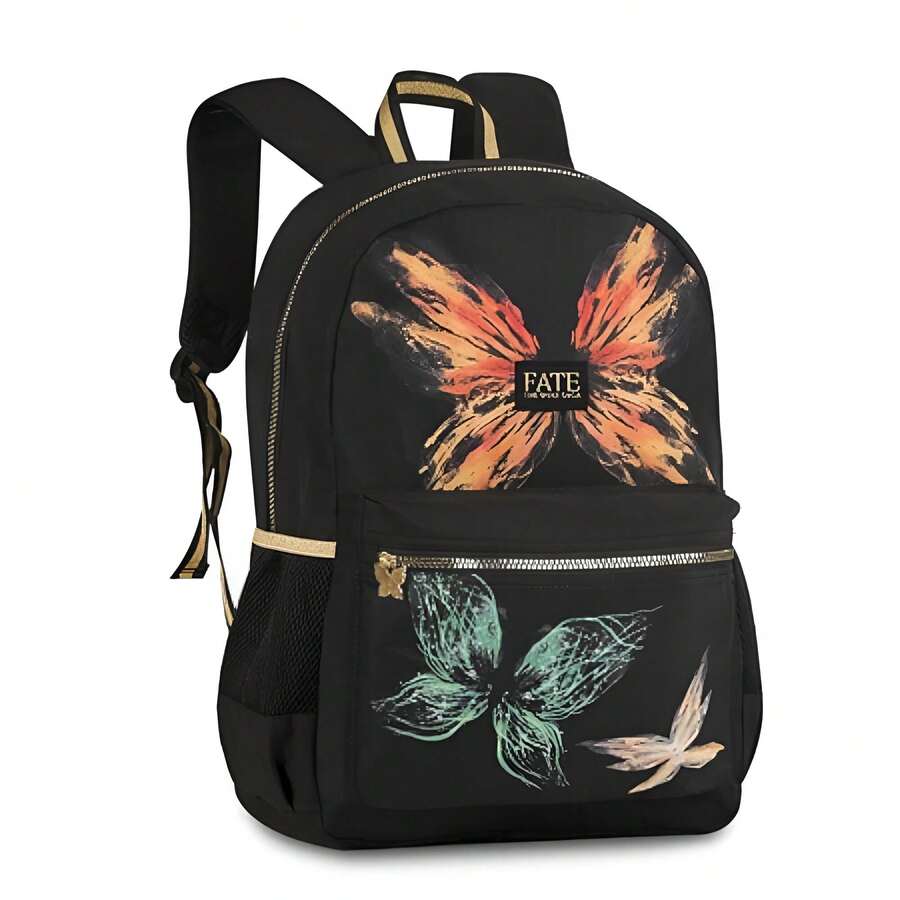 Black Youth Backpack Reinforced School Backpack With Space For Notebook Fairy Fate Winx Clio Style - màu đen - Xem 1
