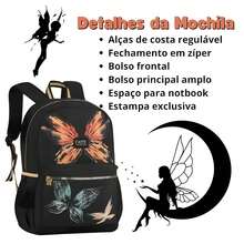 Black Youth Backpack Reinforced School Backpack With Space For Notebook Fairy Fate Winx Clio Style - màu đen - Xem 3