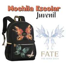 Black Youth Backpack Reinforced School Backpack With Space For Notebook Fairy Fate Winx Clio Style - màu đen - Xem 2