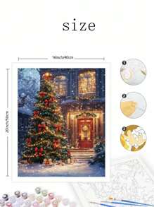 圣诞系列DIY数码油画套装，一套，成人手工，无框艺术油画套装，适用于卧室装饰和墙面艺术装饰，绘画方法简单有趣，无需绘画基础，实现您的绘画梦想，沉浸在缤纷多彩的世界中，每一笔都是自我表达，为生活增添浪漫气息，是馈赠亲朋好友的最佳礼物，也是万圣节、圣诞节等节日的理想之选，尺寸：40*50厘米 - 墨綠色 - 查看 2