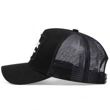 1Piece Men XX Expression Embroidered Net Cap Baseball Cap Outdoor Adjustable Sunscreen Casual Cap Suitable For Spring And Autumn Travel Seaside Vacation - Black - View 3