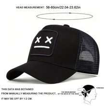 1Piece Men XX Expression Embroidered Net Cap Baseball Cap Outdoor Adjustable Sunscreen Casual Cap Suitable For Spring And Autumn Travel Seaside Vacation - Black - View 4