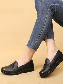 Zapatos cómodos de suela suave zapatos planos antideslizantes con lazo para mujer,Zapatos planos sencillos de mujer sin cordones, zapatos casual versátiles - Negro - Ver 4