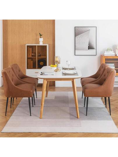 Set Of Dining Chairs Metal Feet, Moderne Kitchen Backrest, Dining/Living Room Lounge view 6