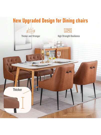 Set Of Dining Chairs Metal Feet, Moderne Kitchen Backrest, Dining/Living Room Lounge view 3