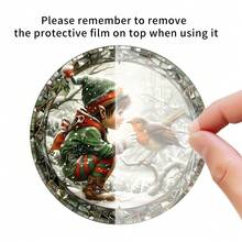 1 件圣诞男孩亚克力太阳捕手，2D 彩色玻璃窗挂饰，适用于家庭、门廊、卧室墙壁装饰，送给朋友的圣诞礼物 - 多色 - 查看 8