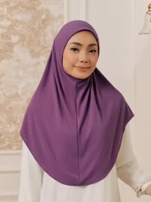 1 Stück Damen Einfarbiges Jersey Praktischer Muslimischer Pullover Hijab, Herbst/Winter zum Anziehen - Verschiedenfarbig - Übersicht 13