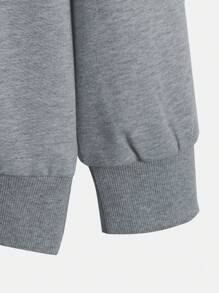 2pcs Men's Casual Sweatshirt With Printed Design And Regular Fit Pants Set - Black - View 5