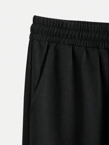 2pcs Men's Casual Sweatshirt With Printed Design And Regular Fit Pants Set - Black - View 6