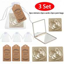 9 件优雅玫瑰化妆镜婚礼化妆派对礼物 - 便携且适合旅行，配有感谢标签和欧根纱袋，非常适合婚礼礼物、新娘送礼会、单身派对和圣诞节 - 彩色 - 查看 14