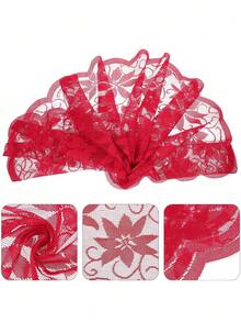 1pc-Áo chạy bàn Giáng sinh ren hoa trạng nguyên áo chạy bàn Giáng sinh tủ quần áo khăn choàng khăn trải bàn ngày lễ cho trang trí tiệc Giáng sinh, trang trí bàn dưới màu đỏ Giáng sinh, trang trí Giáng sinh - Đỏ - Xem 8