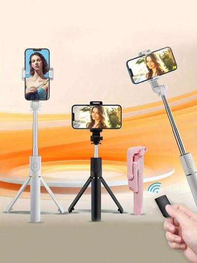 New Bluetooth Selfie Stick, Handheld Selfie Gadget, Extendable Tripod Stand, Tabletop Live Broadcast Holder, Ideal For Travel Live Streaming Compatible With IPhone Android Phone Mobile Phone Suitable For Live Streaming, Vlog, Family Gatherings, Christmas Party Shooting, For Handheld Selfie, Outdoor Activities, Interviews For Summer Vacation, Travel, Outdoor Activities, Live Streaming