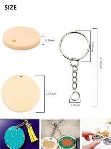 10/20/30/40/50 套（或一袋 30/60/90 件）和 1 盒/150 件木制钥匙扣制作套件，DIY 木制吊坠带钥匙圈，珠宝制作配件，钥匙扣配件汽车配件包魅力学校可爱哥特 Y2k 万圣节配件教师节 - 杏色 - 查看 10