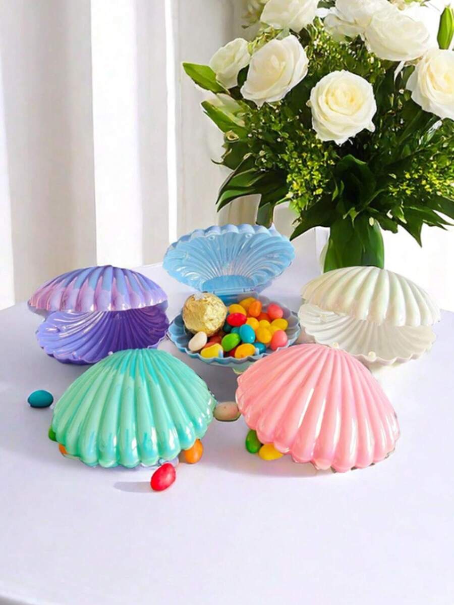 1/5 件万圣节贝壳糖果盒，创意珍珠贝壳装饰，适合盛放糖果、珠宝、婚礼、生日派对、节日、家居装饰等物品 - 彩色 - 查看 1