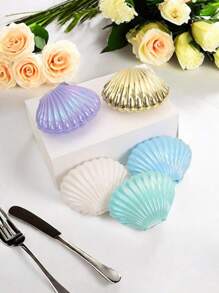 1/5 件万圣节贝壳糖果盒，创意珍珠贝壳装饰，适合盛放糖果、珠宝、婚礼、生日派对、节日、家居装饰等物品 - 彩色 - 查看 2