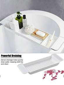 Adjustable Bathroom Bathtub Shelf Caddy Tray, Multi-Function Rack For Bathtub, Cellphone, Tablet, Anti-Slip Home Bathroom Decor Bathroom Organizer Fall Decor Back To School