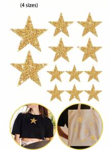 8pcs Iron-On Star Patches, Multi-Size Adhesive Star Patches, Resin Rhinestone Star Stickers, Suitable For Valentine's Day, Halloween, Christmas, Thanksgiving And Harvest Festival Gifts And Decorations, Autumn