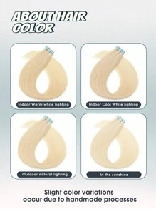 10片迷你胶带式接发，真人发丝，铂金色#60，14-22英寸，Remy真人发丝，双面隐形胶带 - S60 - 查看 8