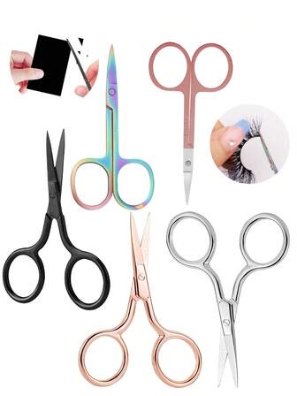 5把多功能剪刀，锋利，可修眉、修睫毛、剪纸，用途广泛，小巧实用，美容用品，价格实惠，适合作为圣诞礼物、化妆品、化妆工具等。