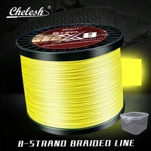 Dây câu cá PE bện 8 sợi màu vàng Chelesh 1000m, độ hiển thị cao cho nước mặn và nước ngọt, 10-100lbs, chống mài mòn, trơn tru, đúc xa hơn, đi kèm với bao bì đa năng, quà tặng câu cá - Màu vàng - Xem 2