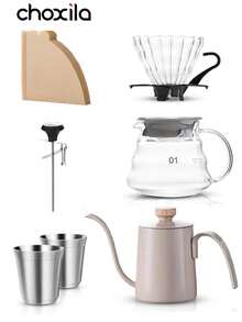 choxila Bộ 4/5/7 chiếc ấm pha cà phê thủ công Cloud Share Pot Cốc lọc bằng thép không gỉ Bộ dụng cụ pha cà phê đầy đủ - Bộ cà phê nửa vòng - Xem 9