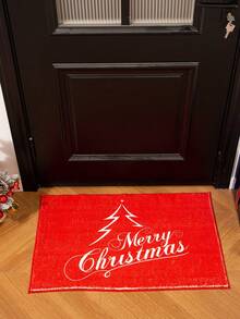 1 块红色圣诞装饰地毯，圣诞装饰门垫，浴室防滑垫，圣诞树，字母等印花图案，柔软毛绒面料，底部防滑材料，可机洗，适合装饰圣诞节家庭氛围， - 紅白色02 - 查看 6