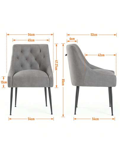 Set Of Dining Chairs Metal Feet, Moderne Kitchen Backrest, Dining/Living Room Lounge view 2