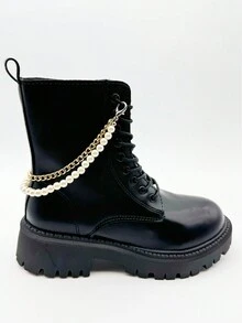 1 Cặp Dây Chuyền Vàng Ngọc Trai Giả, Dây Chuyền Giày Bốt Thời Trang Cho Nữ - vàng trắng - Xem 3