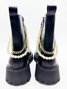 1 Cặp Dây Chuyền Vàng Ngọc Trai Giả, Dây Chuyền Giày Bốt Thời Trang Cho Nữ - vàng trắng - Xem 5