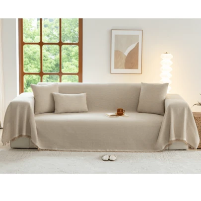 1 件纯色时尚沙发巾，奢华简约沙发罩，防尘防滑防刮，适合所有季节，适用于客厅、卧室、办公室、书房等。