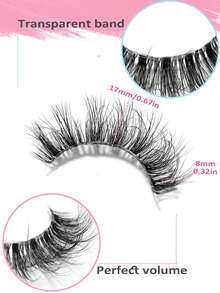 Asiteo 7 Pairs 3D Transparent False Eyelashes With Natural Delicate Faux Mink Lashes, 7 Mixed Styles, Fluffy & Curly Cat Eye Lashes - 黑色 - 查看 5