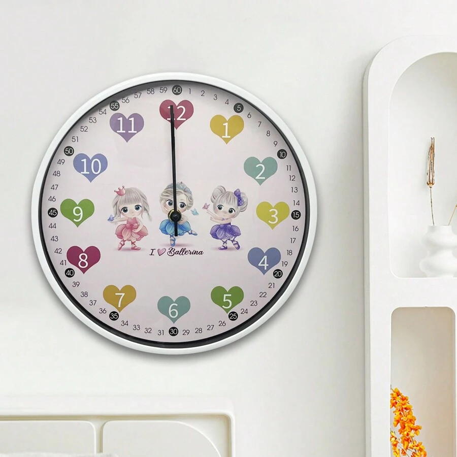 reloj de pared decorativo  para niños,reloj de pared infantil,relojes colgantes silenciosos, reloj de pared de dibujos animados sin tic-tac 28cm - color de numero blanco - Ver 1