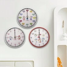 reloj de pared decorativo  para niños,reloj de pared infantil,relojes colgantes silenciosos, reloj de pared de dibujos animados sin tic-tac 28cm - color de numero blanco - Ver 3