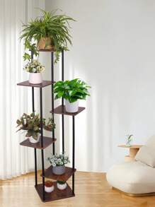 Estantería de metal de 4-6 niveles para plantas, adecuada para diferentes plantas, soporte de macetas de varios niveles para el patio, el jardín, el balcón, la sala de estar, el dormitorio, decoración al aire libre - Negro - Ver 9