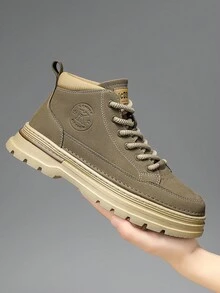 1 Pair Fashionable High-Top Casual Work Boots For Men - Khaki - View 4