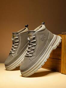 1 Pair Fashionable High-Top Casual Work Boots For Men - Khaki - View 1
