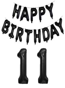 黑色生日快乐数字铝箔气球成人生日派对装饰10 11 14 15 16 18 25 30 35 40 50 60 70岁，圣诞节 - 黑色 - 查看 31