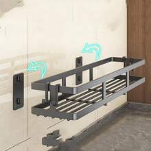 1 Pieza Soporte Multifuncional para Especias sin Perforación - Organizador Doble Uso para Cocina - Negro - Ver 1