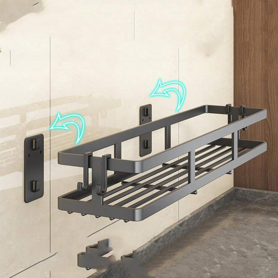 1 Pieza Soporte Multifuncional para Especias sin Perforación - Organizador Doble Uso para Cocina - Negro - Ver 1