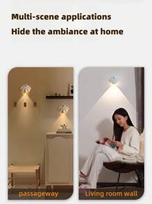 1 个贝壳形磁感应灯，无线安装，适用于室内壁灯、铭牌、楼梯间和走廊灯，智能 LED 可充电运动传感器灯，床头传感器小夜灯，3 色可调光，长按调光，USB 可充电，使用前请充满电（500mAh 电池可长时间运行） - 彩色 - 查看 5