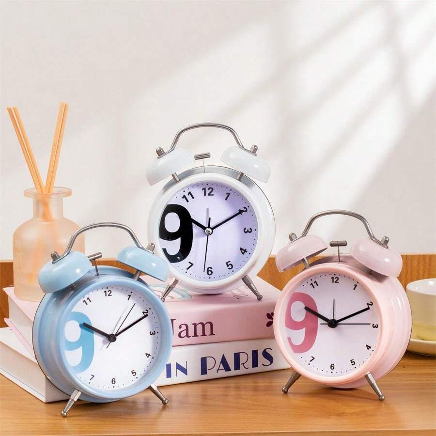1 Pc Loud Ringing Alarm Clock, Metal Handheld Bell Ring, Student