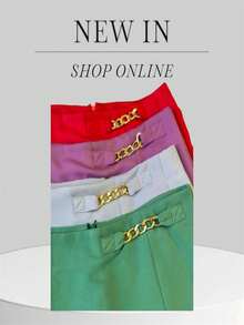 37lovee Short Tailored Skirt With Slit And Chain Opening - trắng - Xem 3