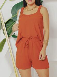 Women Two-piece Outfits - 亮橙色 - 查看 3