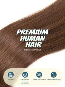 10pcs Mini Tape-In Hair Extensions, Real Human Hair, #4 Chocolate Brown, 14-22 Inches, Remy Human Hair, Double-Sided Invisible Tape-In Extensions - S4 - View 6